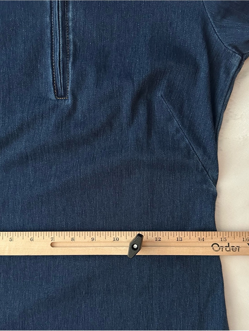 J. McLaughlin Bedford 3/4 Slv Mock Neck Knit Denim Dress S Dark Wash Fitted NEW - Picture 6 of 11